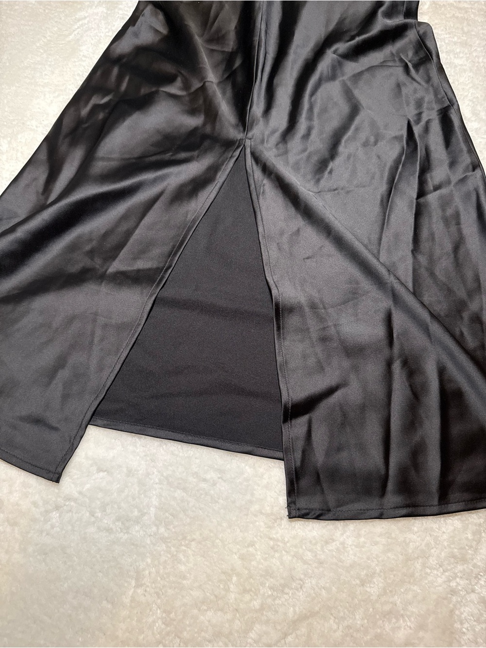 Black Satin Beaded Slip Dress | Midi Evening Dress | Size S - Picture 8 of 9